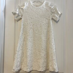 Girls White Cold Shoulder Dress for Summer